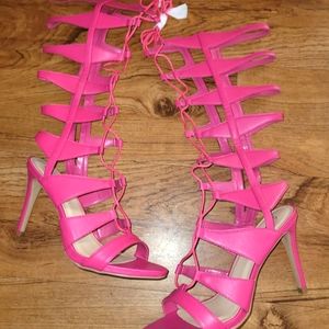 Paprika straped sandal heel